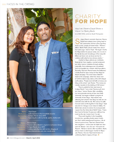 92131 Magazine: Charity for Hope